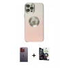 MARSİLYAN™- iPhone 12 Pro Max Kılıf Kutup Yansıma Özel Seri - Şeffaf Temperli Cam Ekran Koruyucu + Neon Fosforlu Kamera Lens - TU