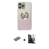 MARSİLYAN™- iPhone 12 Pro Max Kılıf Kutup Yansıma Özel Seri - Şeffaf Temperli Cam Ekran Koruyucu + Turuncu Renkli Kamera Lens Koruma Cam