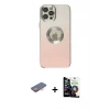 MARSİLYAN™- iPhone 12 Pro Max Kılıf Kutup Yansıma Özel Seri - Şeffaf Temperli Cam Ekran Koruyucu + Turuncu Renkli Kamera Lens Koruma Cam