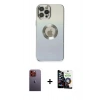 MARSİLYAN™- iPhone 12 Pro Max Kılıf Kutup Yansıma Özel Seri - Şeffaf Temperli Cam Ekran Koruyucu + Neon Fosforlu Kamera Lens - TU