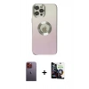 MARSİLYAN™- iPhone 12 Pro Max Kılıf Kutup Yansıma Özel Seri - Şeffaf Temperli Cam Ekran Koruyucu + Neon Fosforlu Kamera Lens - TU