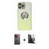 MARSİLYAN™- iPhone 12 Pro Max Kılıf Kutup Yansıma Özel Seri - Şeffaf Temperli Cam Ekran Koruyucu + Neon Fosforlu Kamera Lens - TU
