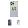 MARSİLYAN™- iPhone 12 Pro Max Kılıf Kutup Yansıma Özel Seri - Şeffaf Uv Polymer Nano Ekran Koruyucu + Neon Fosforlu Kamera Lens - MI