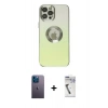 MARSİLYAN™- iPhone 12 Pro Max Kılıf Kutup Yansıma Özel Seri - Şeffaf Uv Polymer Nano Ekran Koruyucu + Neon Fosforlu Kamera Lens - MI