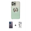 MARSİLYAN™- iPhone 12 Pro Max Kılıf Kutup Yansıma Özel Seri - Şeffaf Uv Polymer Nano Ekran Koruyucu + Neon Fosforlu Kamera Lens - MI