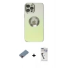 MARSİLYAN™- iPhone 12 Pro Max Kılıf Kutup Yansıma Özel Seri - Şeffaf Uv Polymer Nano Ekran Koruyucu + Metal Kamera Lens Koruma Cam - KI
