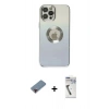 MARSİLYAN™- iPhone 12 Pro Max Kılıf Kutup Yansıma Özel Seri - Şeffaf Uv Polymer Nano Ekran Koruyucu + Metal Kamera Lens Koruma Cam - KI