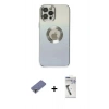 MARSİLYAN™- iPhone 12 Pro Max Kılıf Kutup Yansıma Özel Seri - Şeffaf Uv Polymer Nano Ekran Koruyucu + Metal Kamera Lens Koruma Cam - GD