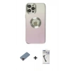 MARSİLYAN™- iPhone 12 Pro Max Kılıf Kutup Yansıma Özel Seri - Şeffaf Uv Polymer Nano Ekran Koruyucu + Metal Kamera Lens Koruma Cam - KI