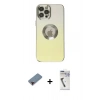 MARSİLYAN™- iPhone 12 Pro Max Kılıf Kutup Yansıma Özel Seri - Şeffaf Uv Polymer Nano Ekran Koruyucu + Metal Kamera Lens Koruma Cam - KI