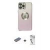 MARSİLYAN™- iPhone 12 Pro Max Kılıf Kutup Yansıma Özel Seri - Şeffaf Uv Polymer Nano Ekran Koruyucu + Renkli Kamera Lens Koruma Cam - TU