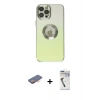 MARSİLYAN™- iPhone 12 Pro Max Kılıf Kutup Yansıma Özel Seri - Şeffaf Uv Polymer Nano Ekran Koruyucu + Renkli Kamera Lens Koruma Cam - TU