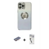 MARSİLYAN™- iPhone 12 Pro Max Kılıf Kutup Yansıma Özel Seri - Şeffaf Uv Polymer Nano Ekran Koruyucu + Renkli Kamera Lens Koruma Cam - TU