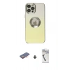 MARSİLYAN™- iPhone 12 Pro Max Kılıf Kutup Yansıma Özel Seri - Şeffaf Uv Polymer Nano Ekran Koruyucu + Renkli Kamera Lens Koruma Cam - TU
