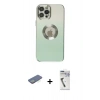 MARSİLYAN™- iPhone 12 Pro Max Kılıf Kutup Yansıma Özel Seri - Şeffaf Uv Polymer Nano Ekran Koruyucu + Renkli Kamera Lens Koruma Cam - YL