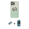 MARSİLYAN™- iPhone 12 Pro Max Kılıf Kutup Yansıma Özel Seri - Siyah 18D Cam Ekran Koruyucu + Shine Kamera Lens Koruma Cam - GI