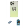 MARSİLYAN™- iPhone 12 Pro Max Kılıf Kutup Yansıma Özel Seri - Siyah 18D Cam Ekran Koruyucu + Shine Kamera Lens Koruma Cam - GS