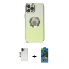 MARSİLYAN™- iPhone 12 Pro Max Kılıf Kutup Yansıma Özel Seri - Siyah 18D Cam Ekran Koruyucu + Shine Kamera Lens - LT