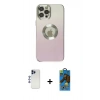 MARSİLYAN™- iPhone 12 Pro Max Kılıf Kutup Yansıma Özel Seri - Siyah 18D Cam Ekran Koruyucu + Shine Kamera Lens - LT