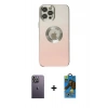MARSİLYAN™- iPhone 12 Pro Max Kılıf Kutup Yansıma Özel Seri - Siyah 18D Cam Ekran Koruyucu + Neon Fosforlu Kamera Lens - BZ