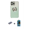 MARSİLYAN™- iPhone 12 Pro Max Kılıf Kutup Yansıma Özel Seri - Siyah 18D Cam Ekran Koruyucu + Renkli Kamera Lens Koruma Cam - PE