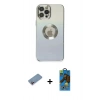 MARSİLYAN™- iPhone 12 Pro Max Kılıf Kutup Yansıma Özel Seri - Siyah 18D Cam Ekran Koruyucu + Shine Kamera Lens Koruma Cam - PE