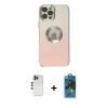 MARSİLYAN™- iPhone 12 Pro Max Kılıf Kutup Yansıma Özel Seri - Siyah 18D Cam Ekran Koruyucu + Shine Kamera Lens - GD