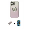 MARSİLYAN™- iPhone 12 Pro Max Kılıf Kutup Yansıma Özel Seri - Siyah 18D Cam Ekran Koruyucu + Shine Kamera Lens Koruma Cam - SABE