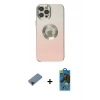 MARSİLYAN™- iPhone 12 Pro Max Kılıf Kutup Yansıma Özel Seri - Siyah 18D Cam Ekran Koruyucu + Shine Kamera Lens Koruma Cam - SH