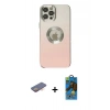 MARSİLYAN™- iPhone 12 Pro Max Kılıf Kutup Yansıma Özel Seri - Siyah 18D Cam Ekran Koruyucu + Renkli Kamera Lens Koruma Cam - TU
