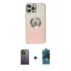 MARSİLYAN™- iPhone 12 Pro Max Kılıf Kutup Yansıma Özel Seri - Siyah 18D Cam Ekran Koruyucu + Neon Fosforlu Kamera Lens - YL
