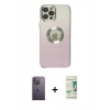 MARSİLYAN™- iPhone 12 Pro Max Kılıf Kutup Yansıma Özel Seri - Siyah 20D Premium Cam Ekran Koruyucu + Beyaz Neon Fosforlu Kamera Lens
