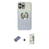 MARSİLYAN™- iPhone 12 Pro Max Kılıf Kutup Yansıma Özel Seri - Siyah 20D Premium Cam Ekran Koruyucu + Gold Metal Kamera Lens Koruma Cam