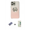 MARSİLYAN™- iPhone 12 Pro Max Kılıf Kutup Yansıma Özel Seri - Siyah 20D Premium Cam Ekran Koruyucu + Gold Metal Kamera Lens Koruma Cam