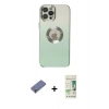 MARSİLYAN™- iPhone 12 Pro Max Kılıf Kutup Yansıma Özel Seri - Siyah 20D Premium Cam Ekran Koruyucu + Gold Metal Kamera Lens Koruma Cam