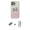 MARSİLYAN™- iPhone 12 Pro Max Kılıf Kutup Yansıma Özel Seri - Siyah 20D Premium Cam Ekran Koruyucu + Gold Metal Kamera Lens Koruma Cam