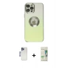 MARSİLYAN™- iPhone 12 Pro Max Kılıf Kutup Yansıma Özel Seri - Siyah 20D Premium Cam Ekran Koruyucu + Shine Kamera Lens - LT