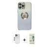 MARSİLYAN™- iPhone 12 Pro Max Kılıf Kutup Yansıma Özel Seri - Siyah 20D Premium Cam Ekran Koruyucu + Shine Kamera Lens - LT