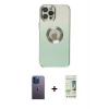 MARSİLYAN™- iPhone 12 Pro Max Kılıf Kutup Yansıma Özel Seri - Siyah 20D Premium Cam Ekran Koruyucu + Neon Fosforlu Kamera Lens - MI