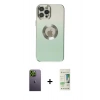 MARSİLYAN™- iPhone 12 Pro Max Kılıf Kutup Yansıma Özel Seri - Siyah 20D Premium Cam Ekran Koruyucu + Neon Fosforlu Kamera Lens - YL