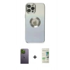 MARSİLYAN™- iPhone 12 Pro Max Kılıf Kutup Yansıma Özel Seri - Siyah 20D Premium Cam Ekran Koruyucu + Neon Fosforlu Kamera Lens - YL