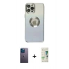 MARSİLYAN™- iPhone 12 Pro Max Kılıf Kutup Yansıma Özel Seri - Siyah 20D Premium Cam Ekran Koruyucu + Neon Fosforlu Kamera Lens - MI