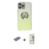 MARSİLYAN™- iPhone 12 Pro Max Kılıf Kutup Yansıma Özel Seri - Siyah 20D Premium Cam Ekran Koruyucu + Renkli Kamera Lens Koruma Cam - PE