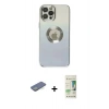 MARSİLYAN™- iPhone 12 Pro Max Kılıf Kutup Yansıma Özel Seri - Siyah 20D Premium Cam Ekran Koruyucu + Renkli Kamera Lens Koruma Cam - YL