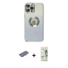 MARSİLYAN™- iPhone 12 Pro Max Kılıf Kutup Yansıma Özel Seri - Siyah 20D Premium Cam Ekran Koruyucu + Renkli Kamera Lens Koruma Cam - MI
