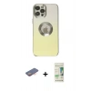 MARSİLYAN™- iPhone 12 Pro Max Kılıf Kutup Yansıma Özel Seri - Siyah 20D Premium Cam Ekran Koruyucu + Renkli Kamera Lens Koruma Cam - TU