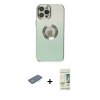 MARSİLYAN™- iPhone 12 Pro Max Kılıf Kutup Yansıma Özel Seri - Siyah 20D Premium Cam Ekran Koruyucu + Renkli Kamera Lens Koruma Cam - YL