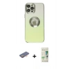 MARSİLYAN™- iPhone 12 Pro Max Kılıf Kutup Yansıma Özel Seri - Siyah 20D Premium Cam Ekran Koruyucu + Renkli Kamera Lens Koruma Cam - TU