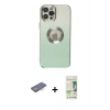 MARSİLYAN™- iPhone 12 Pro Max Kılıf Kutup Yansıma Özel Seri - Siyah 20D Premium Cam Ekran Koruyucu + Renkli Kamera Lens Koruma Cam - TU