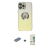MARSİLYAN™- iPhone 12 Pro Max Kılıf Kutup Yansıma Özel Seri - Siyah 20D Premium Cam Ekran Koruyucu + Renkli Kamera Lens Koruma Cam - YL